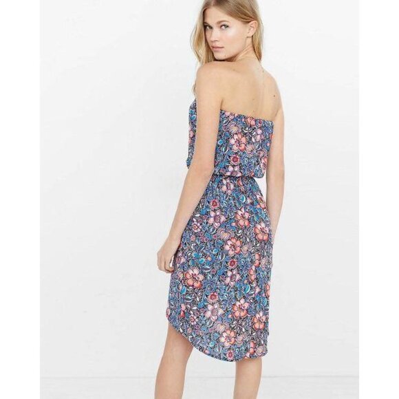 Express Vine Floral Print Strapless Hi-Lo Wrap Dress XS - Picture 2 of 2